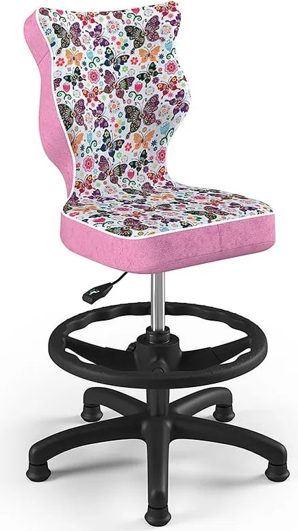 Krzesło dziecięce we wzory Petit Black z podnóżkiem rozmiar 3 (119-142 cm)