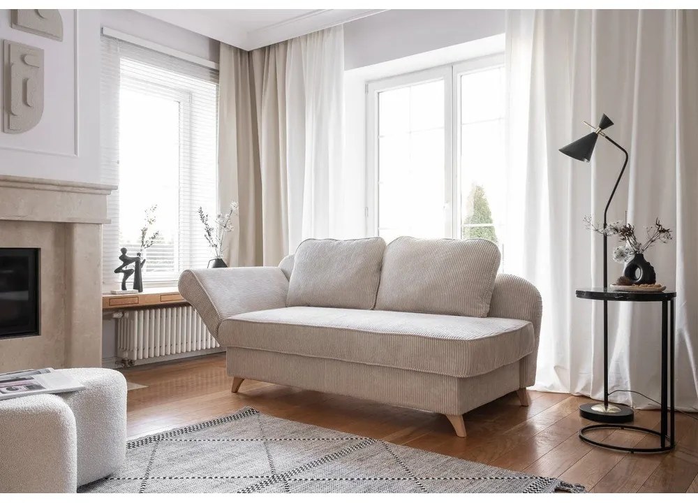 Beżowy sztruksowy szezlong (lewostronny) Chic Charlotte – Miuform