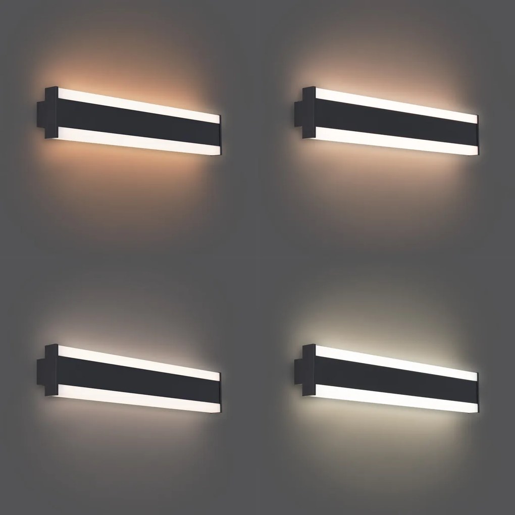 Nowoczesny kinkiet czarny CCT 60 cm z LED IP54 - Vanya