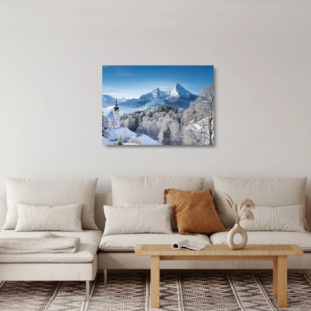 Obraz na szkle - Rzut oka na zimowy krajobraz (70x50 cm)