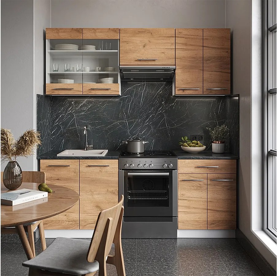 Aneks kuchenny gold power dąb/biały 200x60x81.6 fame-line