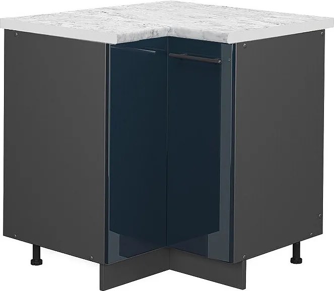 Szafka narożna ciemnoniebieski wysoki połysk 80.5x60x82 fame-line