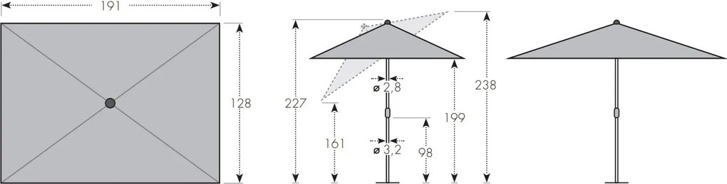 Doppler myZone 190 x 125 cm - parasol centralny