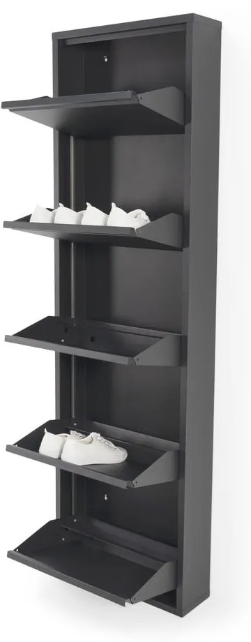 Czarna metalowa uchylna szafka na buty 50x169x15 cm Billy – Spinder Design