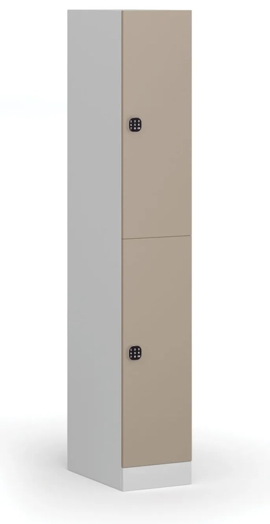 Szafka skrytkowa S1, 2 schowki, 1850 x 300 x 500 mm, zamek kodowy, drzwi beżowe
