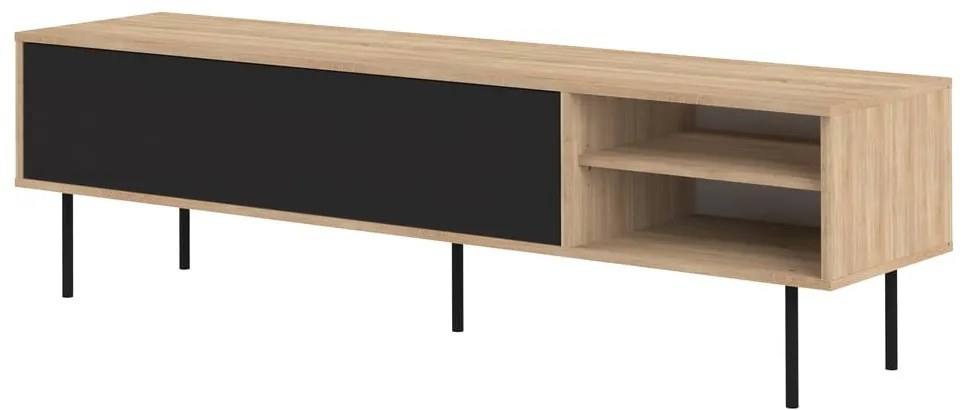 Czarna szafka pod TV w dekorze dębu 165x40 cm Ampère – TemaHome