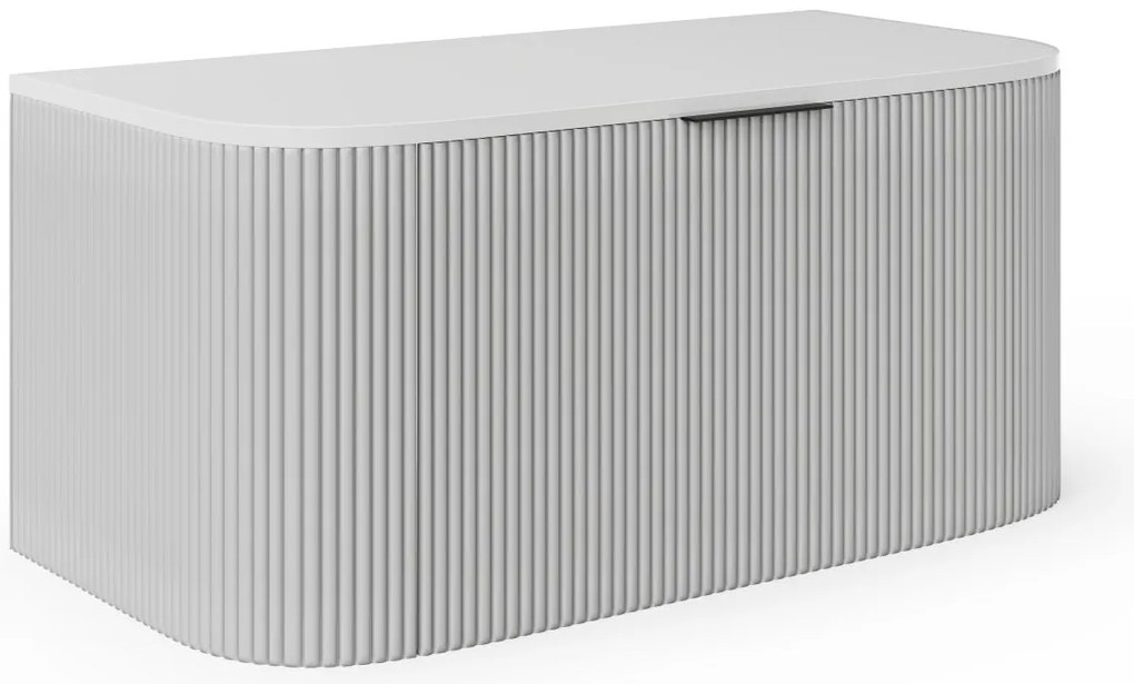 Szafka pod umywalkę wisząca ryflowana - Biały mat - 100 cm - LOMERI