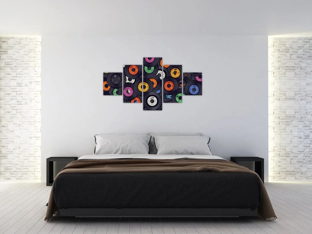Obraz - Muzyczne płyty gramofonowe (125x70 cm)