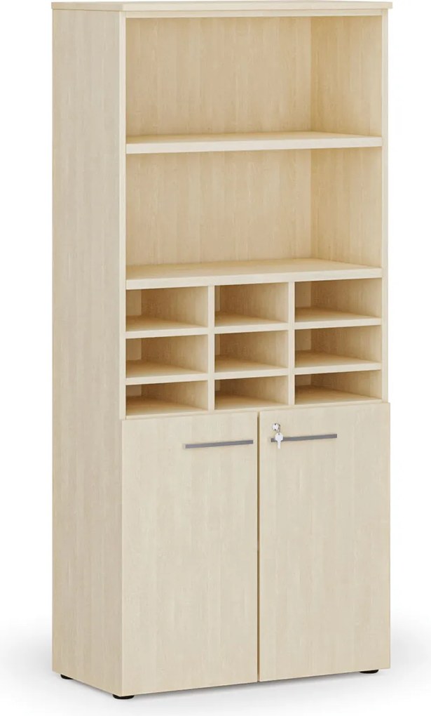 Regał sortujący PRIMO WOOD, 800 x 420 x 1781 mm, 9 przegród, brzoza
