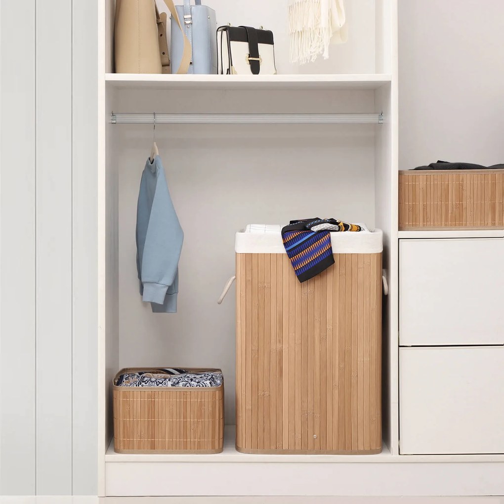 SongmicsHome Kosz na bieliznę DORA, 72 l, naturalny brąz