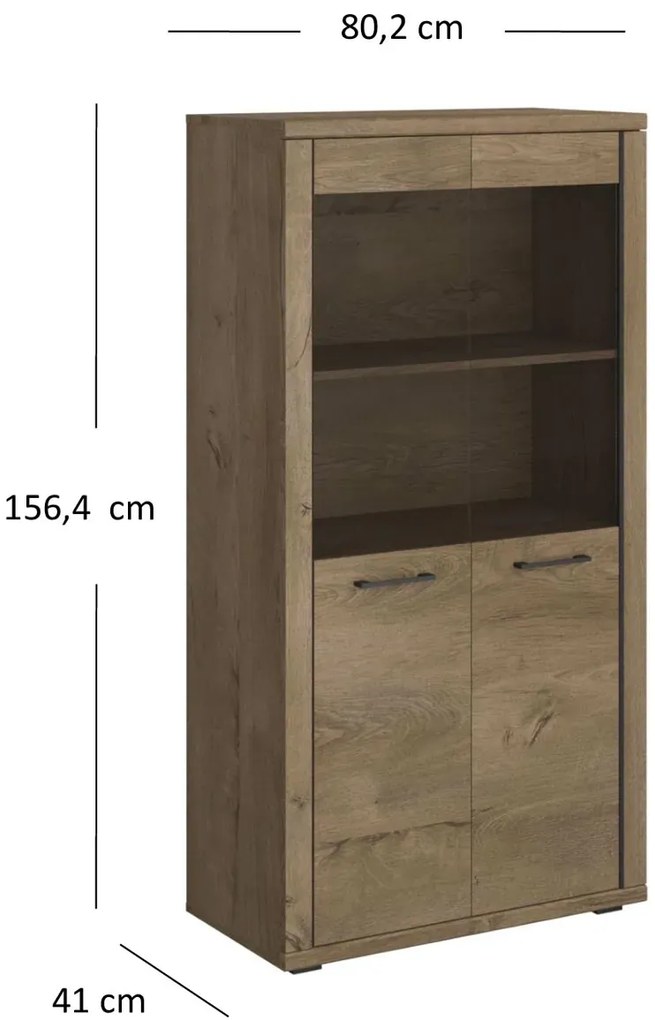 Dwudrzwiowa witryna w stylu klasycznym dąb lefkas - Aiken 12X