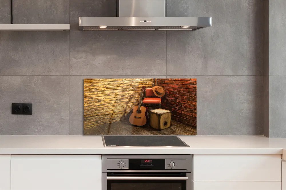 Szklany Panel Muzyczny Kącik z Gitarą