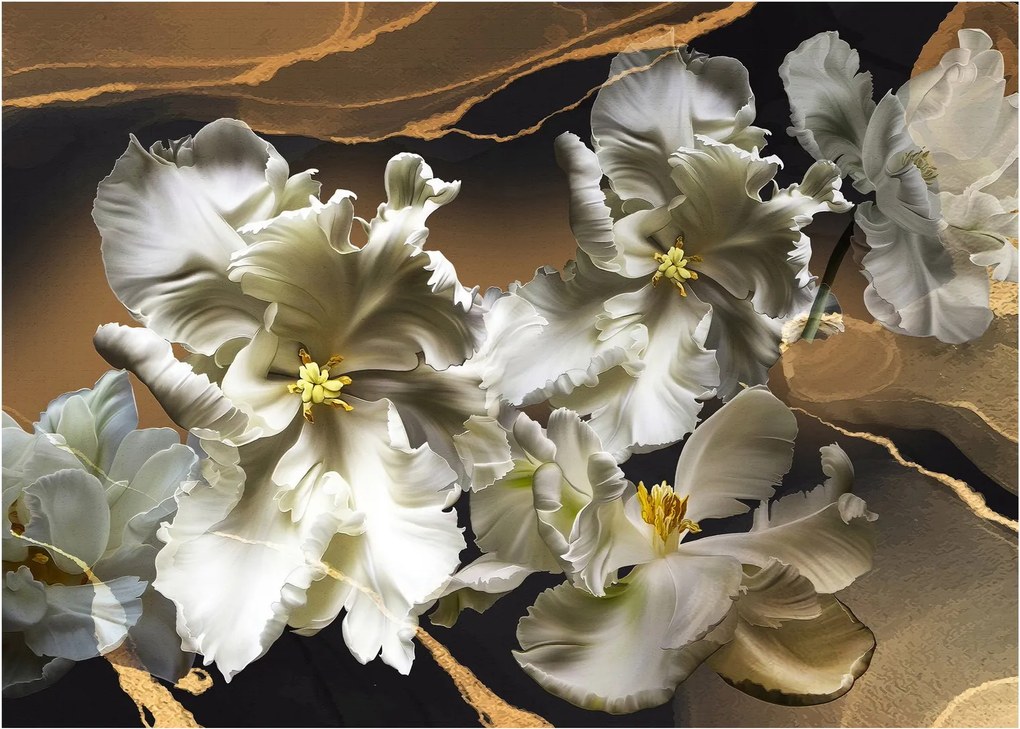 Obraz na szkle - Orchidea kwiaty na marmurowym tle (70x50 cm)