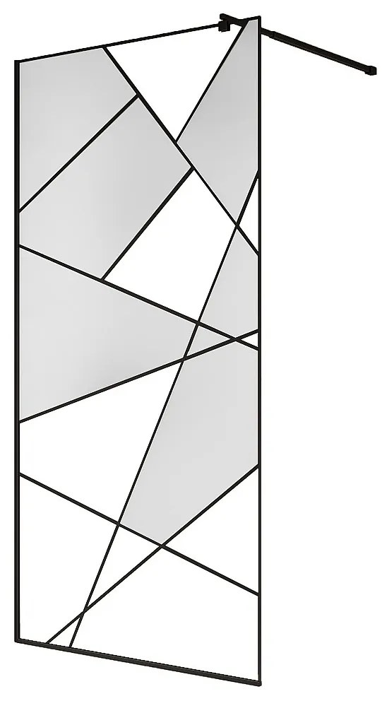 Ścianka prysznicowa z sitodrukiem do kabiny walk-in - Czarny mat - 100 x 200 cm - TRISEO