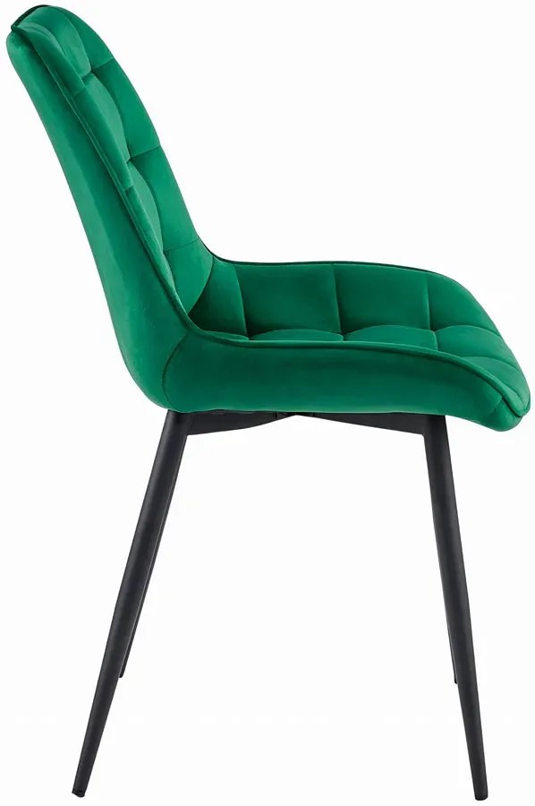Ciemnozielone pikowane krzesło z czarnymi nogami - Alvor