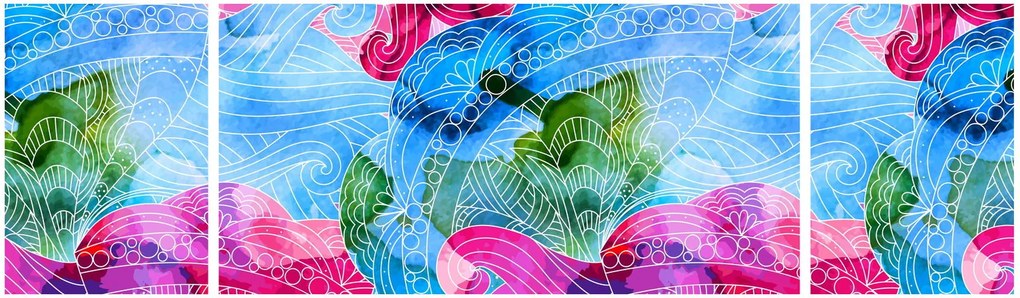 Obraz - Kolorowe fale (170x50 cm)