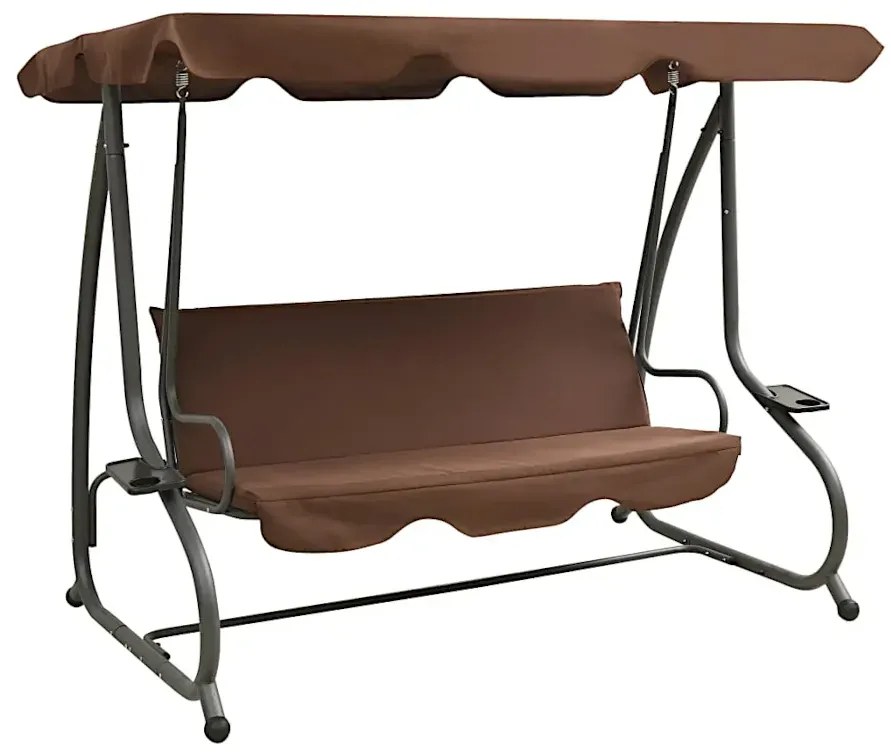 Brązowa huśtawka ogrodowa z baldachimem D0-N90
