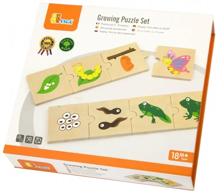 Drewniane puzzle rosnące zwierzątka i rośliny viga toys