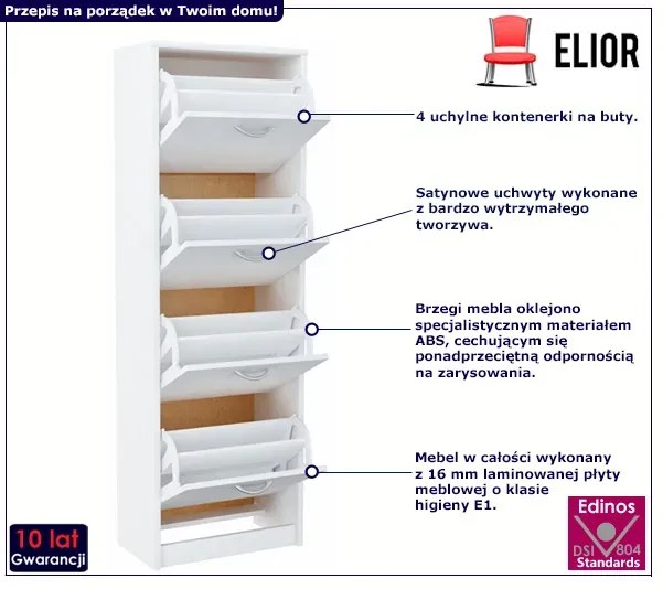 Biała Szafka Na Buty Z Uchylnymi Półkami Intia 2X