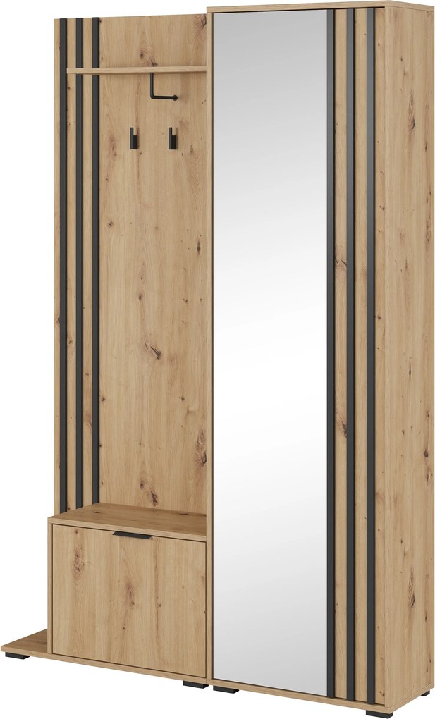 Masseno Garderoba NELIANA 131/192/40 cm do Przedpokoju Nowoczesna Dąb Artisan