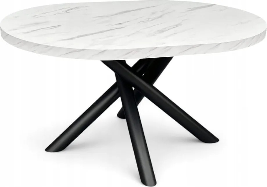 Stół Owalny 100x140 cm Imitacja Marmuru na metalowych designerskich nogach
