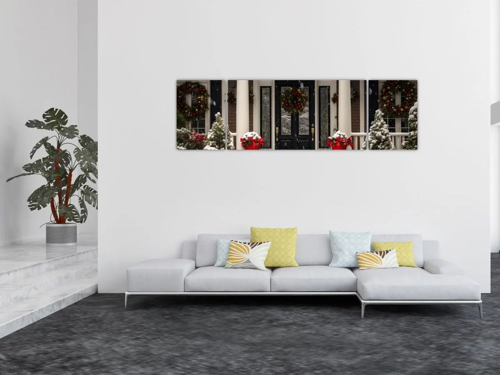 Obraz - Świątecznie udekorowany dom (170x50 cm)
