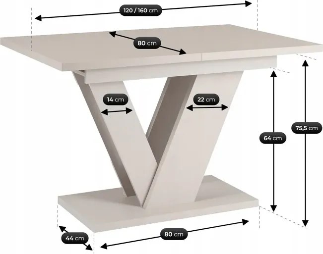 Stół Prostokątny Rozkładany CLARK 120-160 cm Kaszmir Japandi