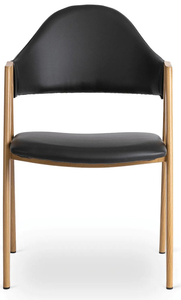 Krzesło Tapicerowane do Salonu WILLY Czarne Ekoskóra Nowoczesne Loft