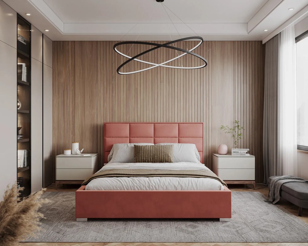 Turkusowe łóżko małżeńskie welurowe 180x200 14 kolorów D0-M18