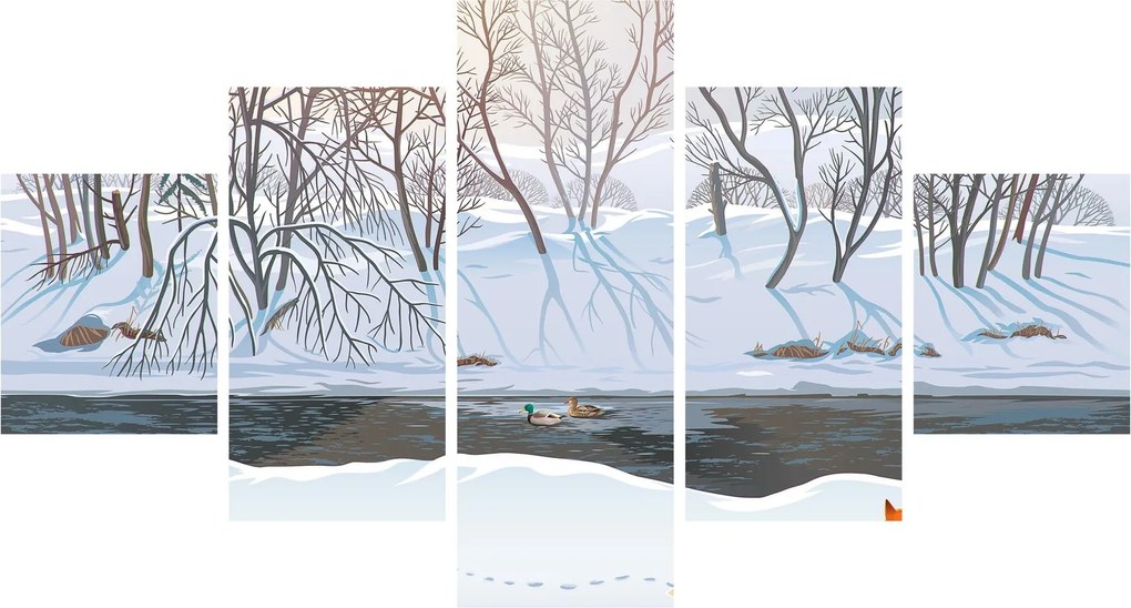 Obraz - Lis w zimowym krajobrazie (125x70 cm)