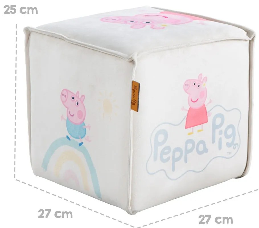 Biały aksamitny puf dziecięcy Peppa Pig – Roba
