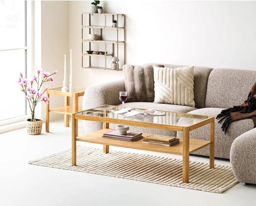 Stolik ze szklanym blatem w naturalnym kolorze 60x110 cm Lourmarin – House Nordic