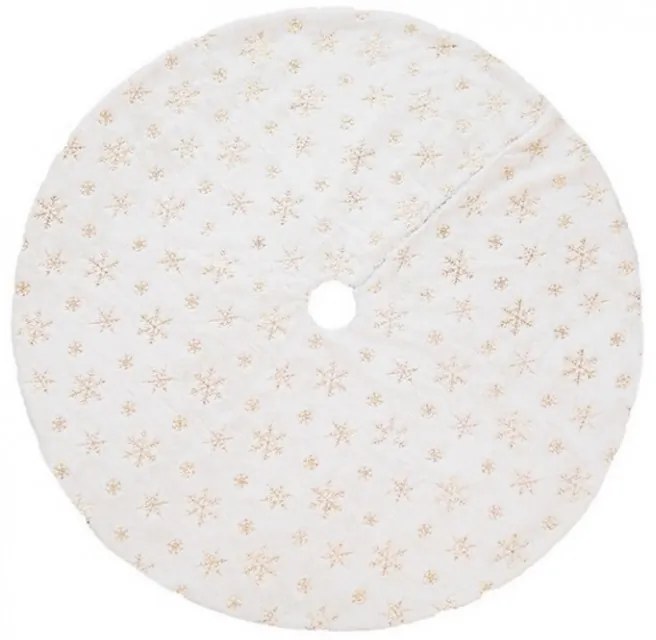 Mata pod choinkę GOLD STARS 122 cm, biała