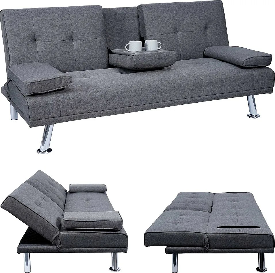 3-osobowa sofa MCW-F60,  tekstylny, ciemnoszary