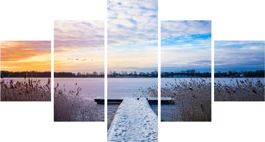 Obraz - Zamarznięte jezioro, Ełk, Mazury, Polska (125x70 cm)