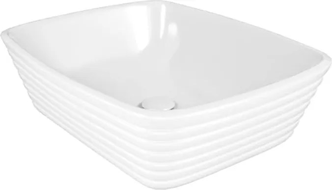 Umywalka ceramiczna nablatowa biała prostokątna ryflowana 50 x 38 cm NUMA