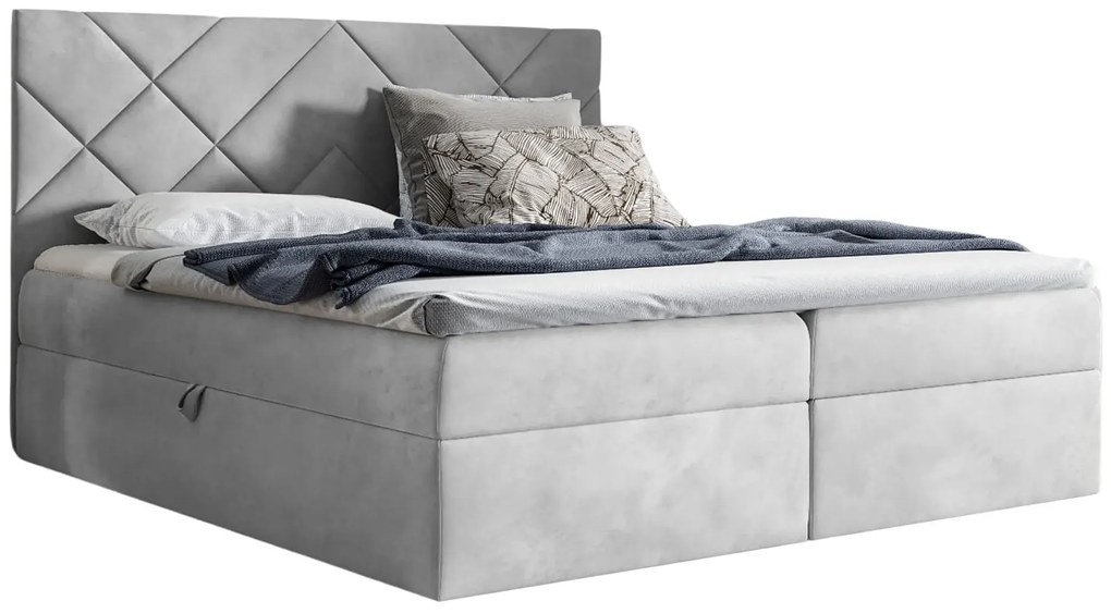 Szare łóżko pikowane z pojemnikiem 5 rozmiarów F1-T32