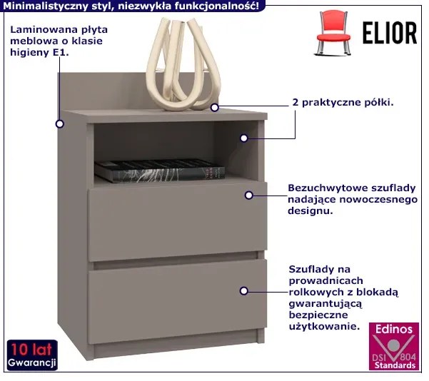 Minimalistyczna szafka nocna 40 cm glina - Irina