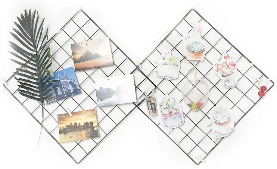 Czarna metalowa kratka-organizer Reminder, 60x60 cm