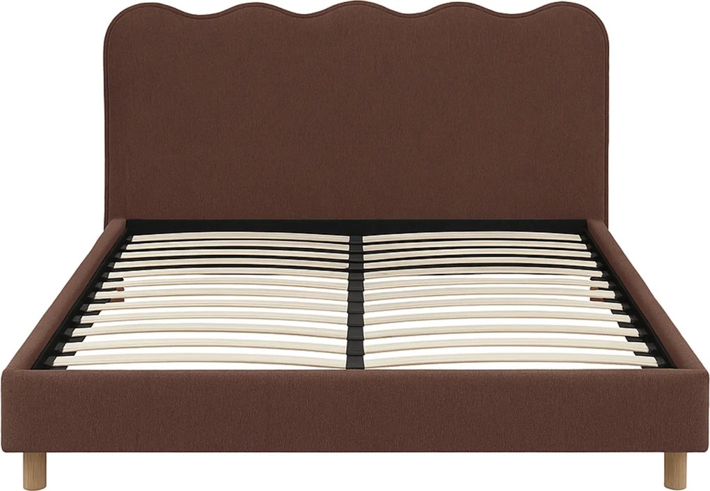 Łóżko Tapicerowane 160x200 cm IZMIR ze Stelażem Dwuosobowe Rude