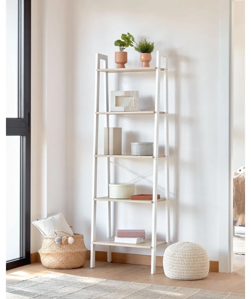 Biało-naturalny regał w dekorze dębu 56x172x32 cm Aarhus – Kave Home