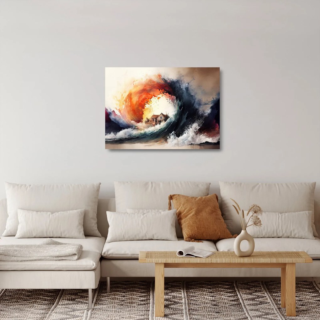 Obraz na szkle - W wirze powodzi, akwarela (70x50 cm)