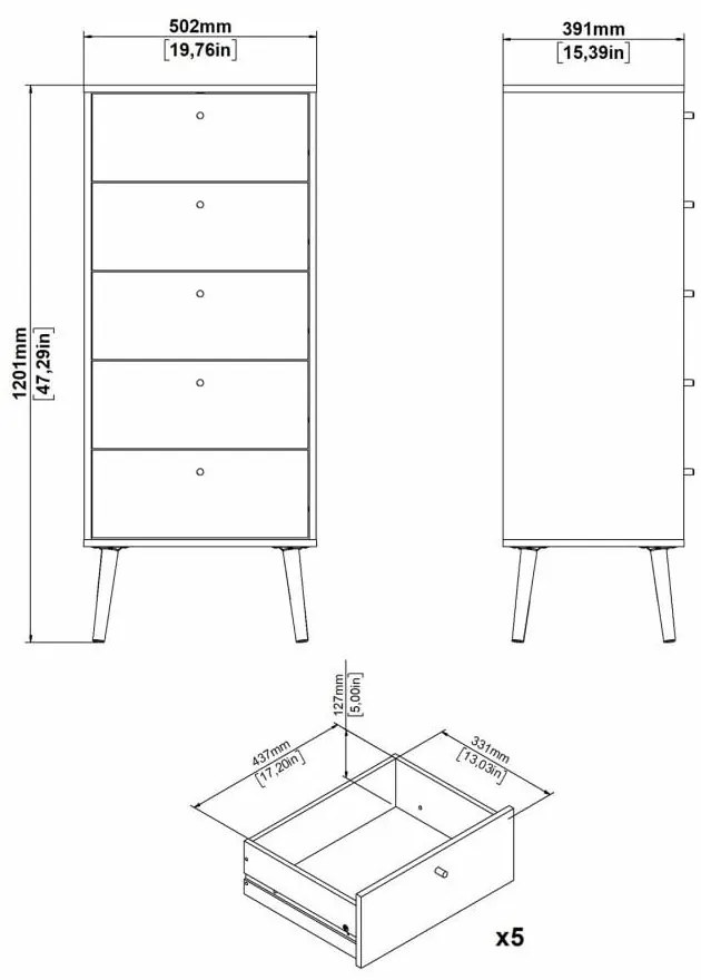Biała wysoka komoda 50x120 cm Bodo – Tvilum