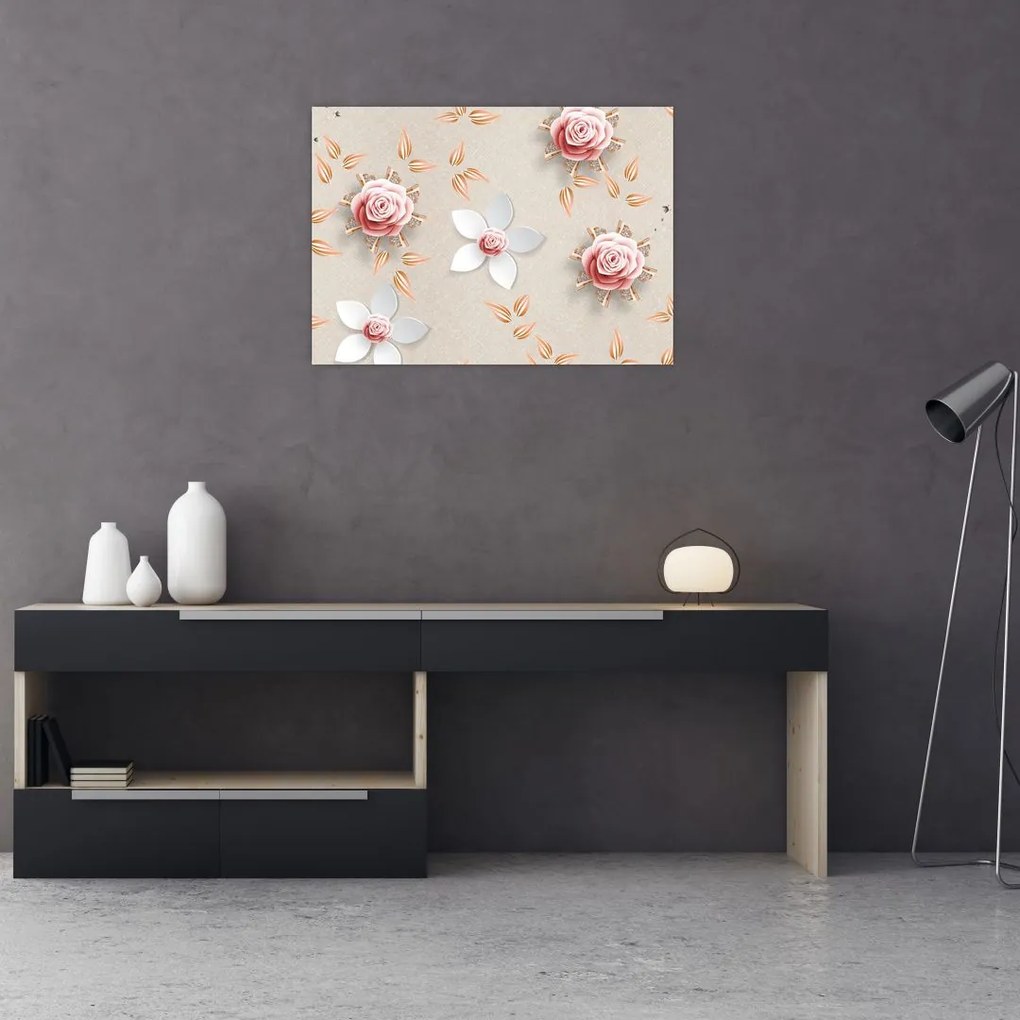 Obraz na szkle - Kwiaty róży (70x50 cm)