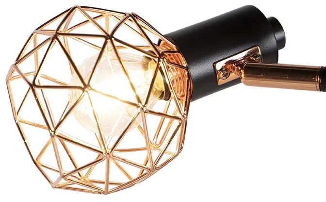 Lampa stojąca czarna z miedzią 3-światłowa - Mesh Nowoczesny Oswietlenie wewnetrzne