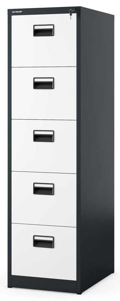 Szafa kartotekowa metalowa z 5 szufladami antracytowo-biała, 460x1625.5x620 mm: SARA