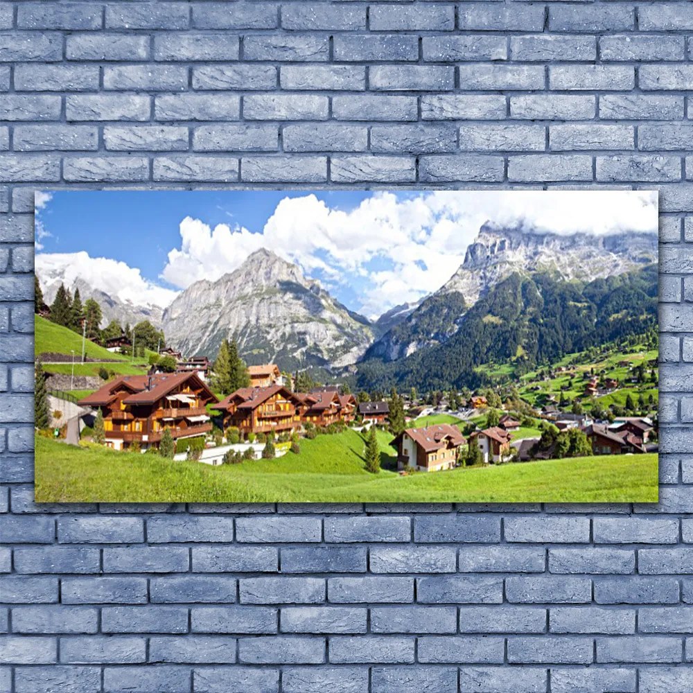 Duży obraz na płótnie Osada u Podnóża Gór