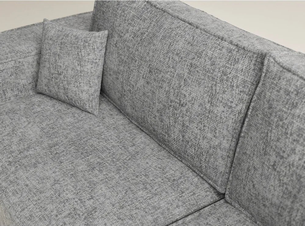 Szary rozkładany narożnik ze schowkiem z tkaniny szenilowej (prawostronny/w kształcie litery L) Tonga – Maison de Rêve
