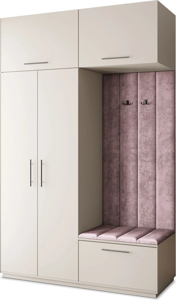 Masseno Garderoba REMA 150/240/60 cm Nowoczesna Szafa do Przedpokoju Kaszmir, MONOLITH 62 (Wrzosowy)