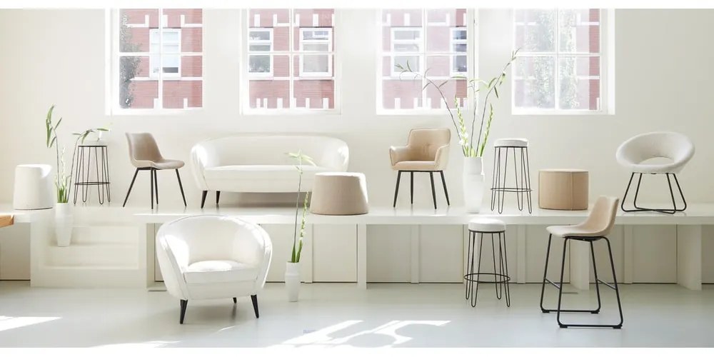 Biały fotel z materiału bouclé Almond – Light &amp; Living